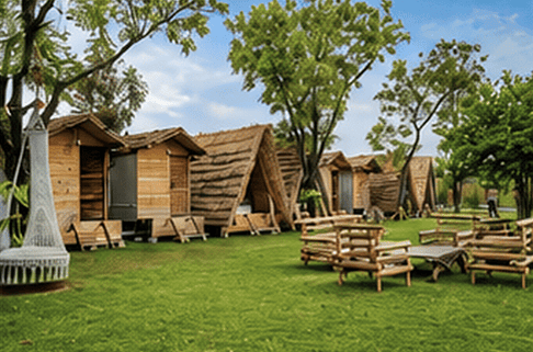 Green farm lawns